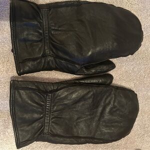 Black Leather Mittens